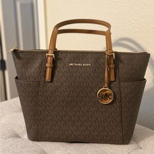 Michael Kors Dark Brown Tote with Tan Accents